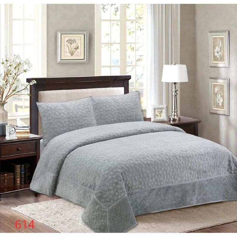ANGELES DEL HOGAR - Cubrecama MicroPlush 2 Plazas Gris
