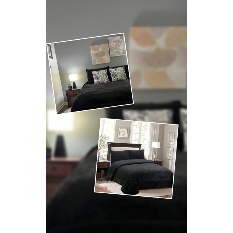 ANGELES DEL HOGAR - Cubrecama MicroPlush 2 Plazas Negro