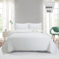 Cubrecama Quilt 100% Algodón con Pompón 2 Plazas