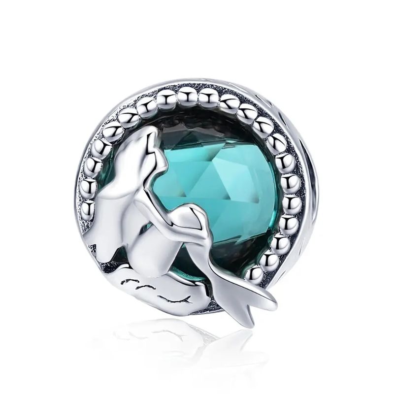 NAZ - Charm plata - sirena fondo celeste