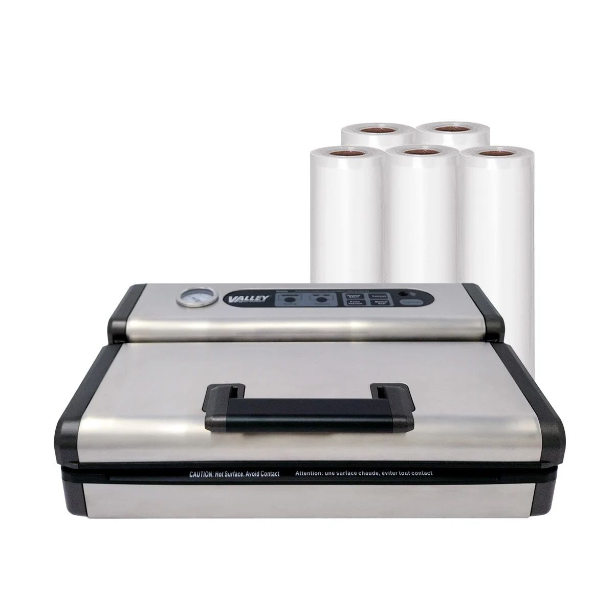 GENERICO - Selladora Al Vacío DS134 Doble Banda Sellado SemiPro + 5 Rollos 22cms