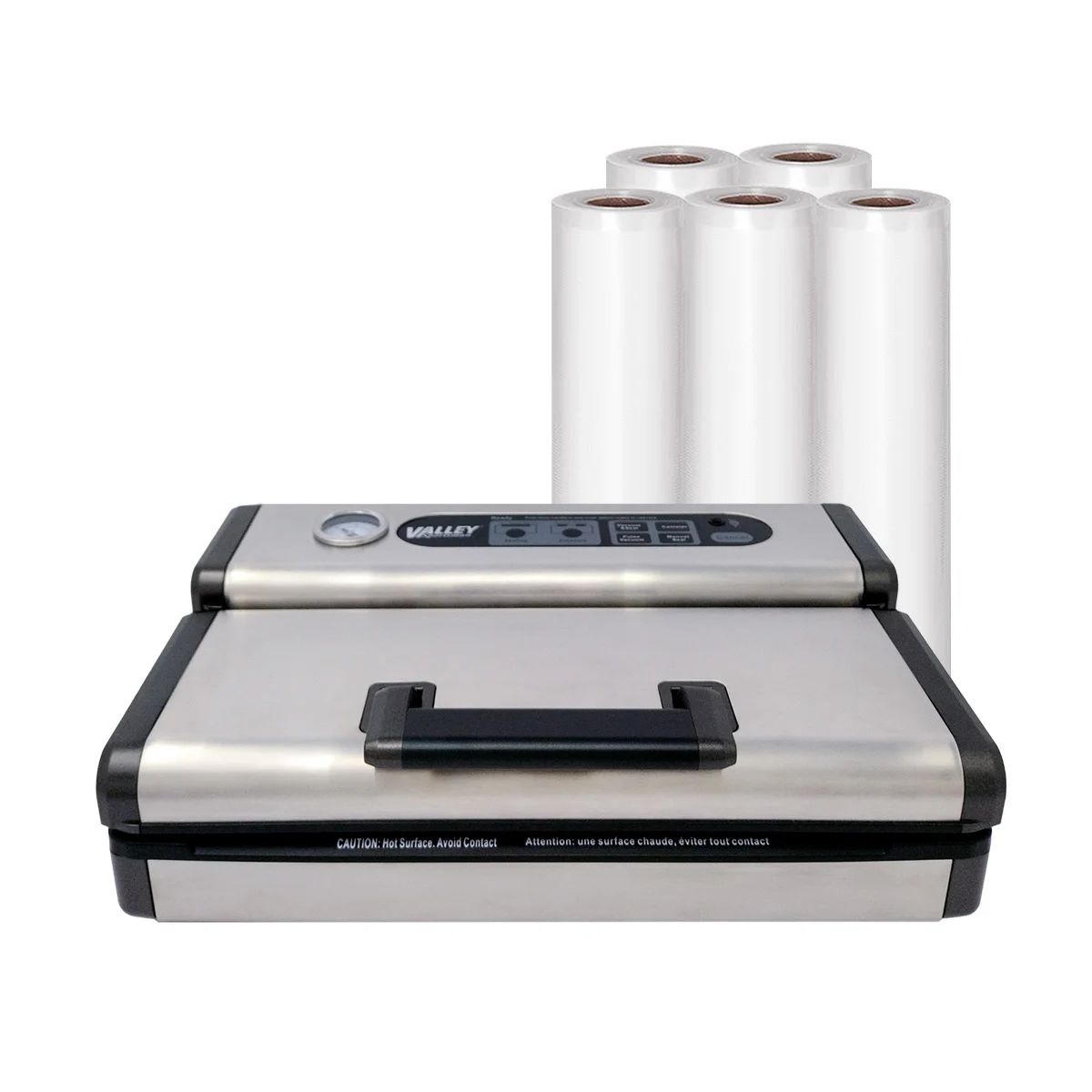 GENERICO - Selladora Al Vacío DS134 Doble Banda Sellado SemiPro + 5 Rollos 28cms