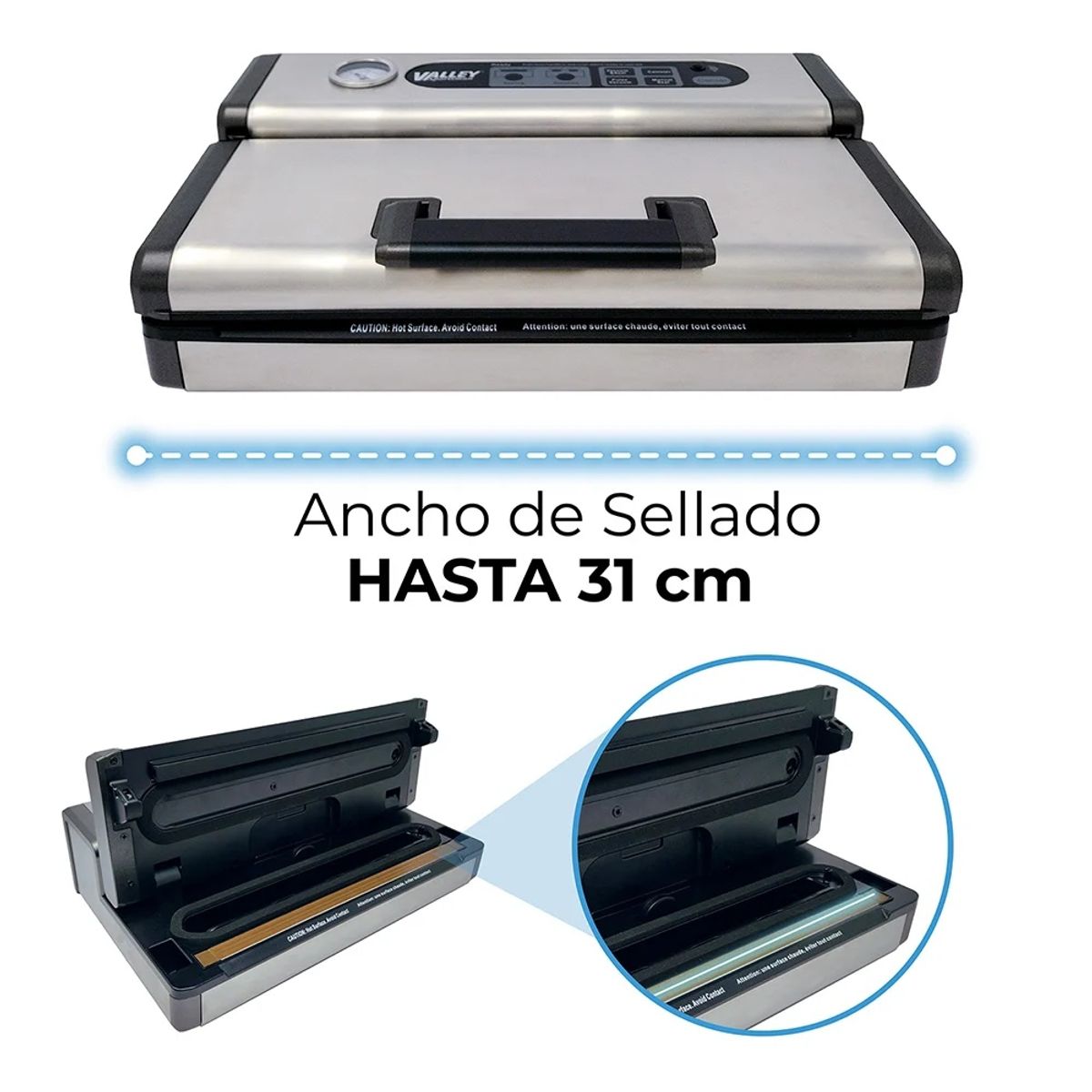 GENERICO - Selladora Al Vacío DS134 Doble Banda Sellado SemiPro + 5 Rollos 28cms