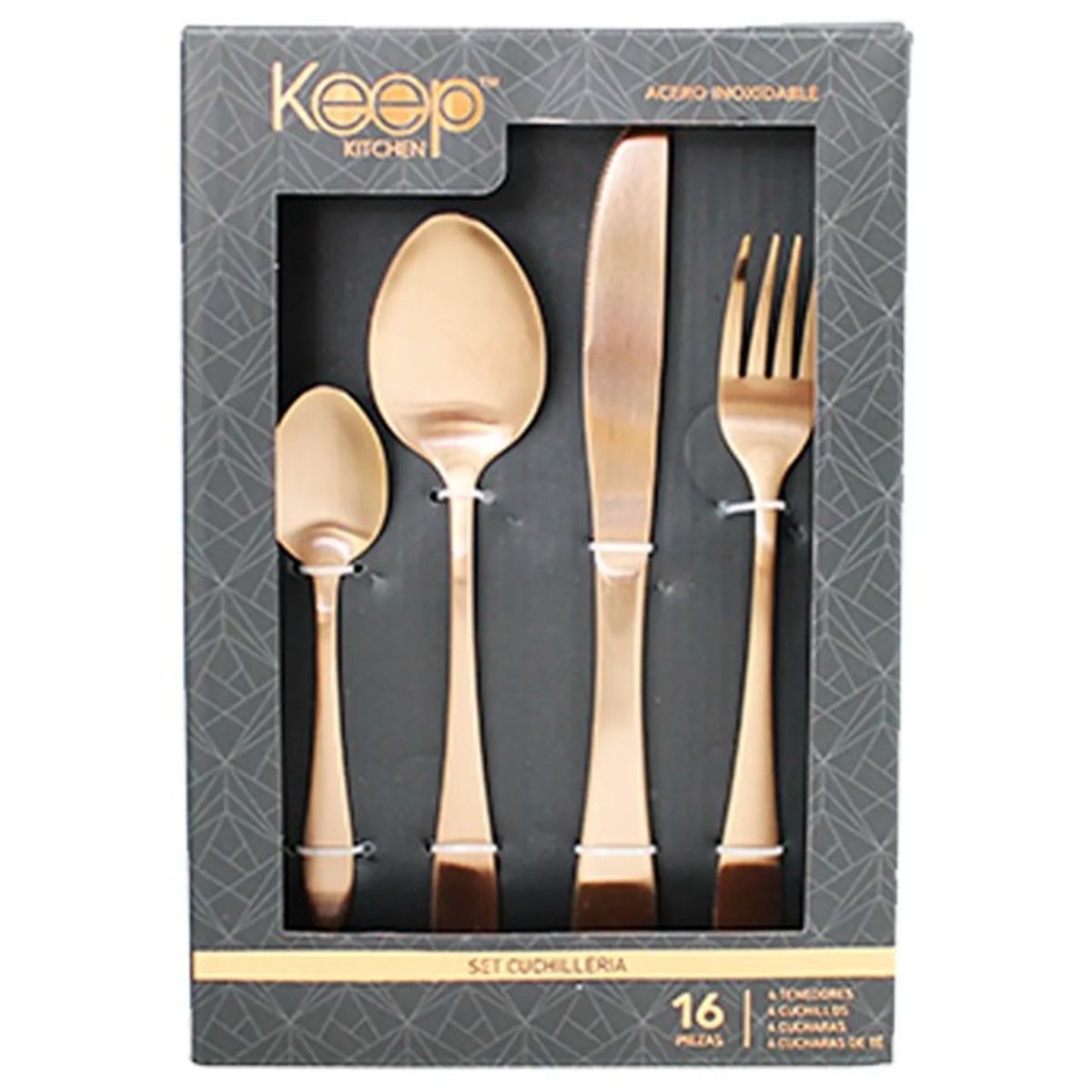 KEEP - SET CUBIERTOS KEEP ROSE GOLD 16 PCS 2,5 MM