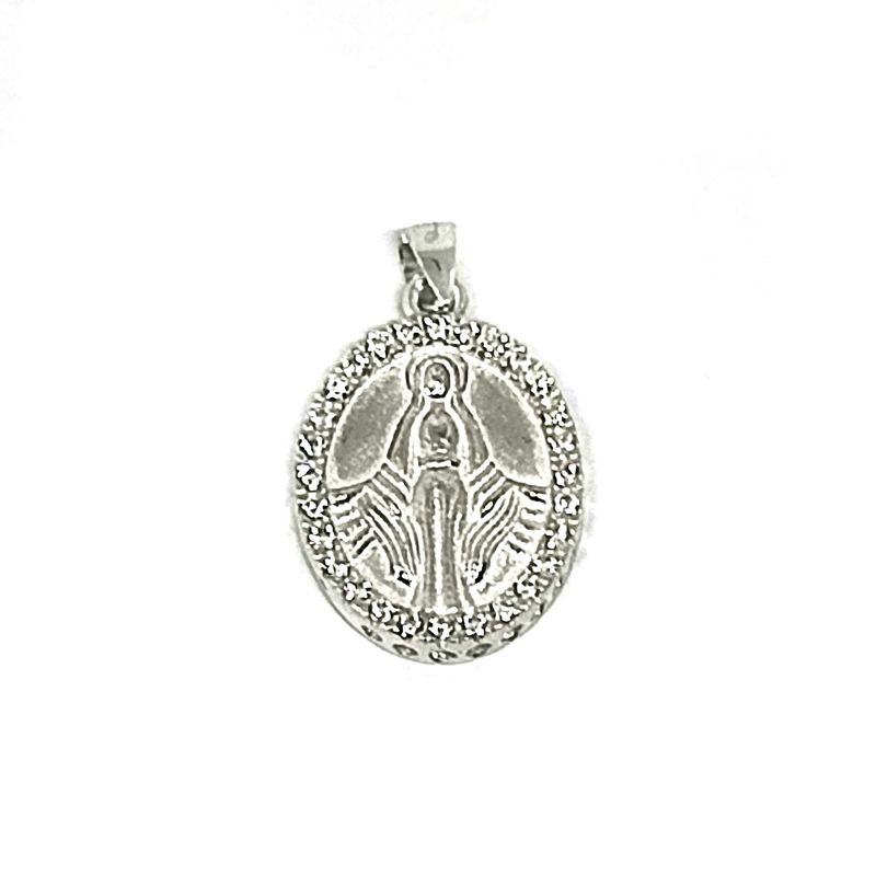 ANDREA COGGIOLA JOYAS - Colgante Medalla Virgen De Los Rayos Circón Plata Fina 925