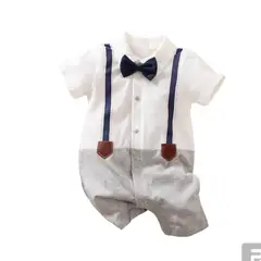 ANGO - Enterito bebe VERANO Gentleman Susp azul blanco