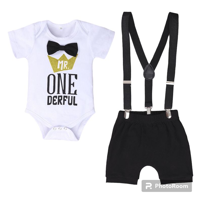 ANGO - Conjunto 3 pcs bebe verano GENTLEMAN MR. ONE-DERFUL