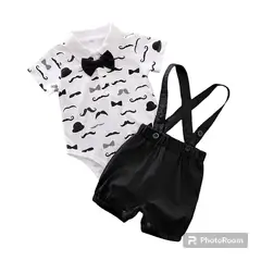 ANGO - Conjunto bebe verano GENTLEMAN Body Mustache y Short Suspensores