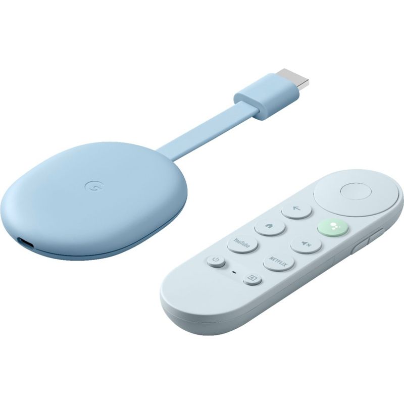 GOOGLE - Google Chromecast 4K HDR Con Google Tv Y Asistente Virtual Azul Claro