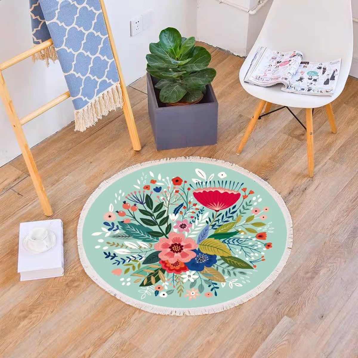 ANGELES DEL HOGAR - Alfombra de Estilo Étnico Redonda 120 cm