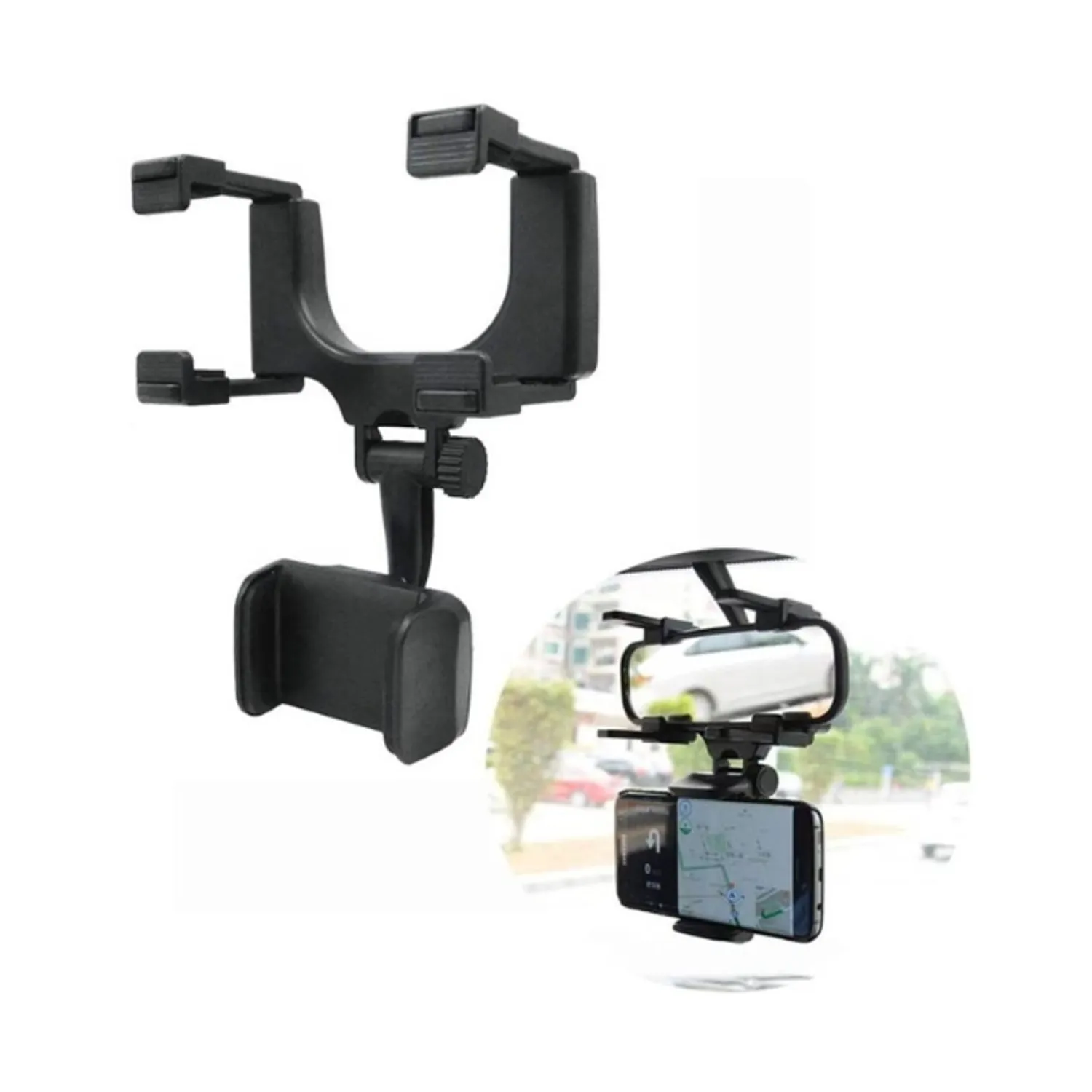 "Soporte Celular Auto Porta Espejo Retrovisor Giro De Soporte"