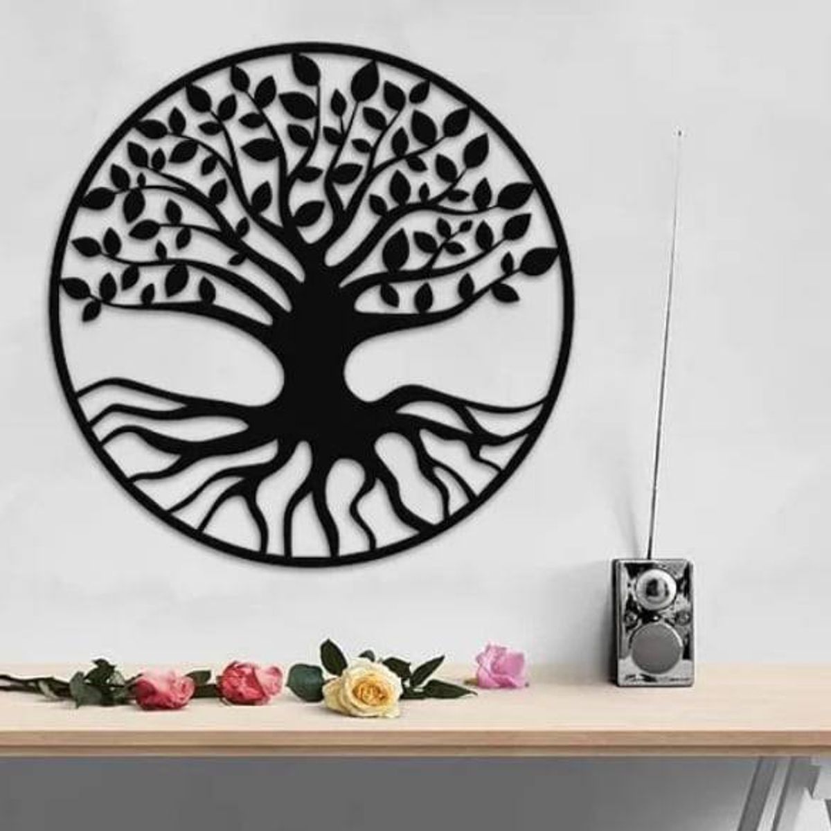 GENERICO - Árbol De La Vida Mándala Cuadro Decoración De Pared 60 Cm Negro