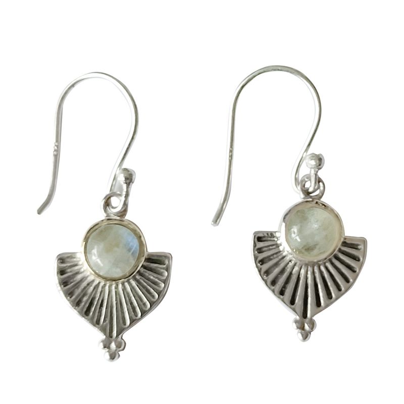ANDREA COGGIOLA JOYAS - Aros Hari Piedra Luna Plata Fina 925