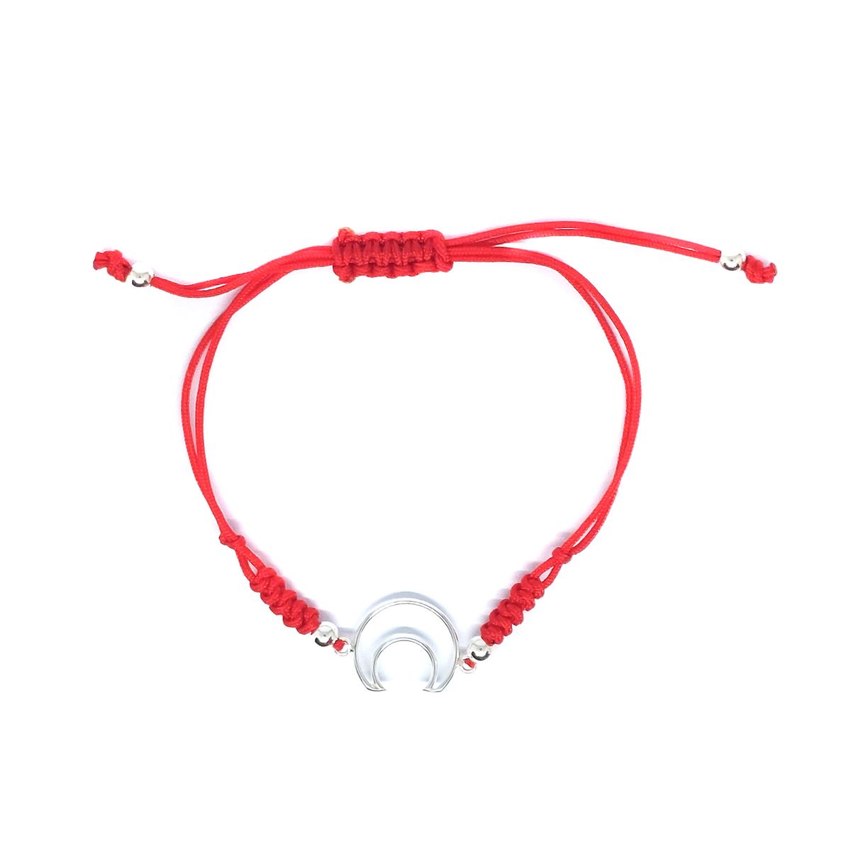 COGGIOLA - Pulsera Luna Plata Fina 925 Cordón Rojo