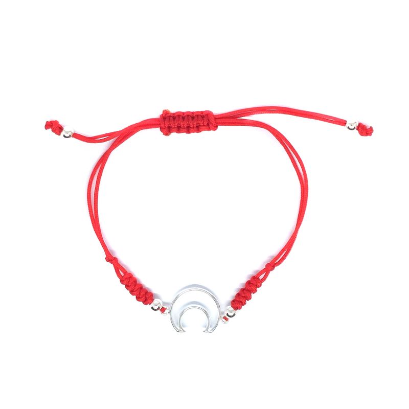 ANDREA COGGIOLA JOYAS - Pulsera Luna Plata Fina 925 Cordón Rojo