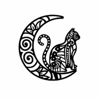 CUADRO DECORACION DE PARED GATO LUNA MANDALA 60 cm