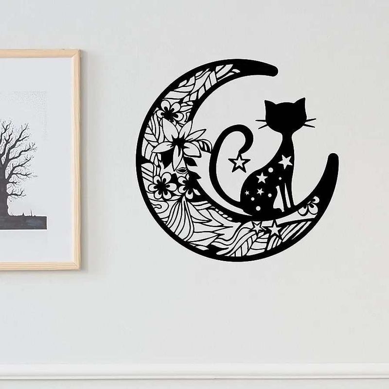 GENERICO - CUADRO DECORACION DE PARED GATO LUNA MANDALA 60 cm
