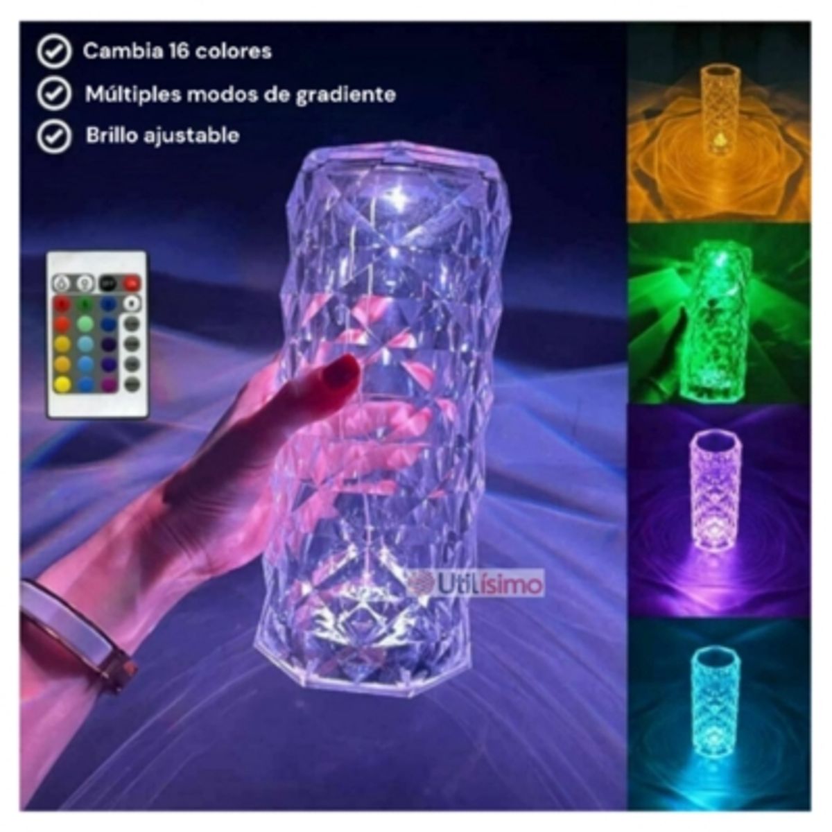 Bloom™ Crystal Lampara LED Recargable USB, marca UTILISIMO - Foto 2