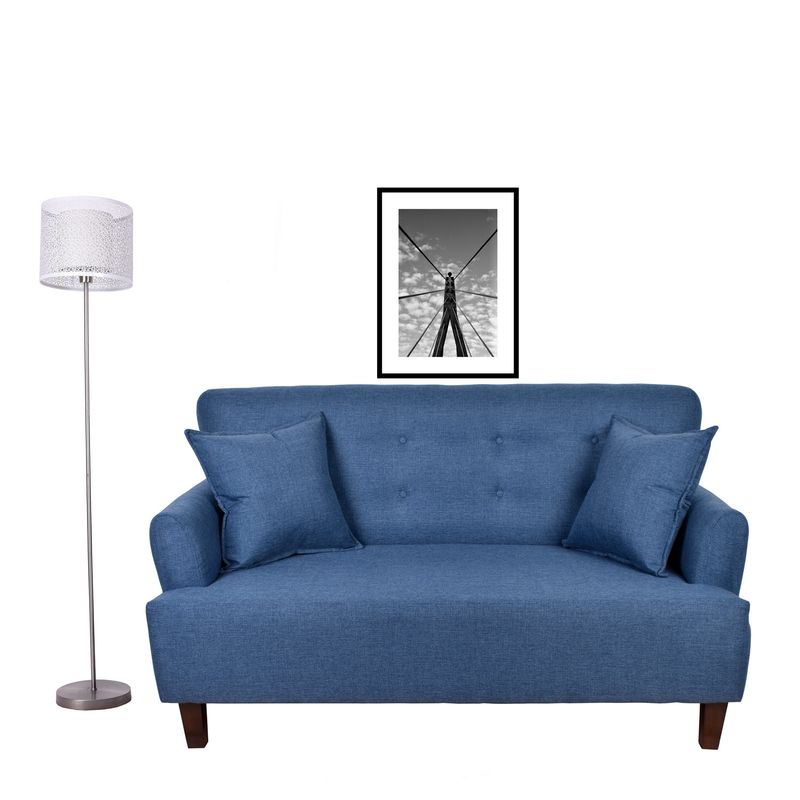 MASEL - Sofá 2 Cuerpos York tela azul 150x80x95