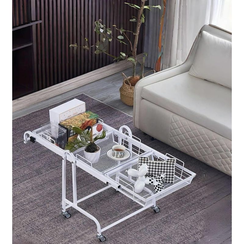 EVERSO - Carrito Organizador De Con Ruedas De Metal Multifuncional Blanco