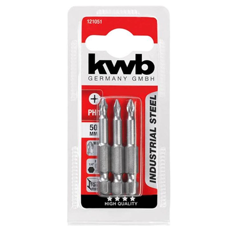 KWB - Juego Puntas Phillips Hexagonal Ph1 3 Pcs Kwb 121051