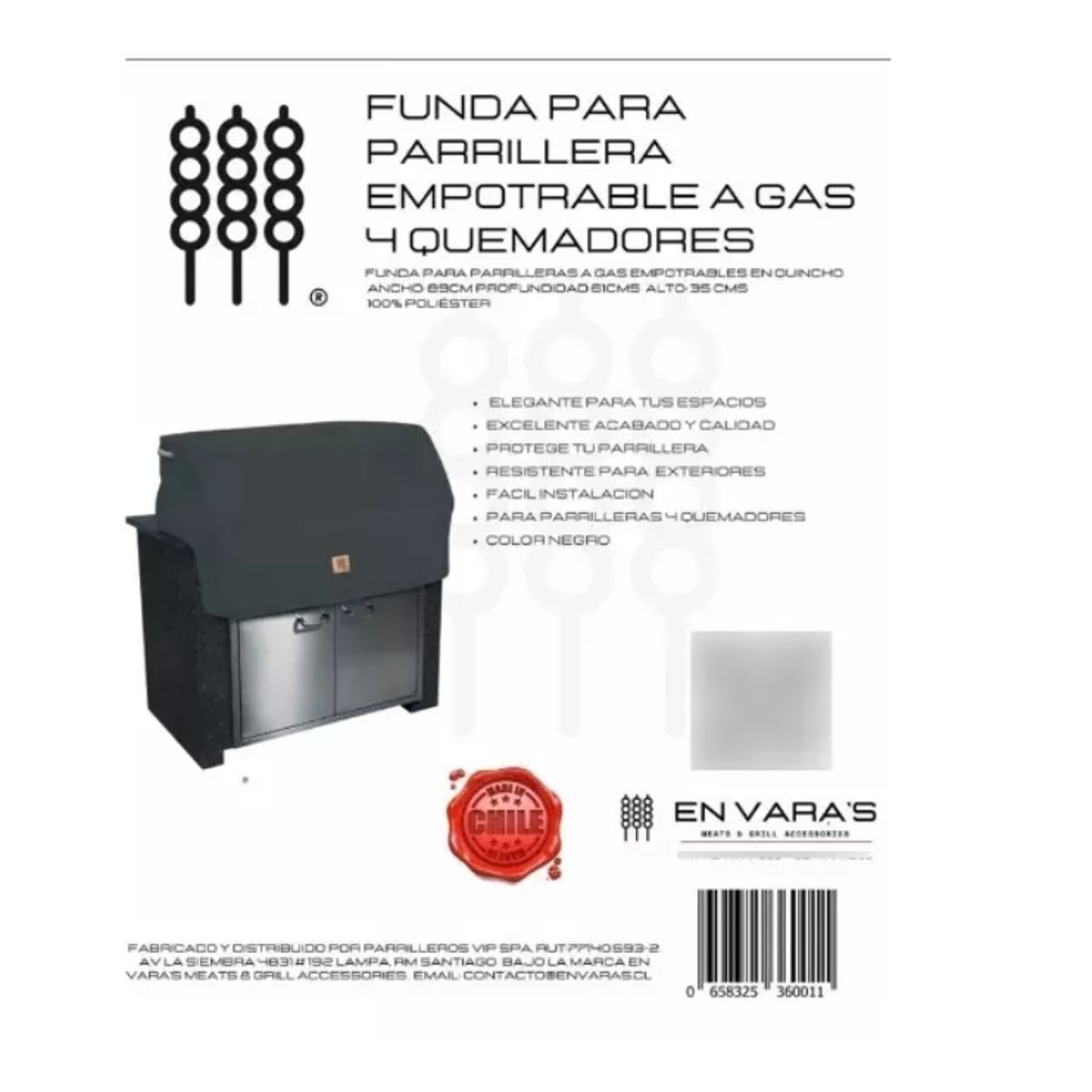 EN VARA'S MEATS & GRILL - Funda Parrillera Empotrable A Gas 4 Quemadores En Varas