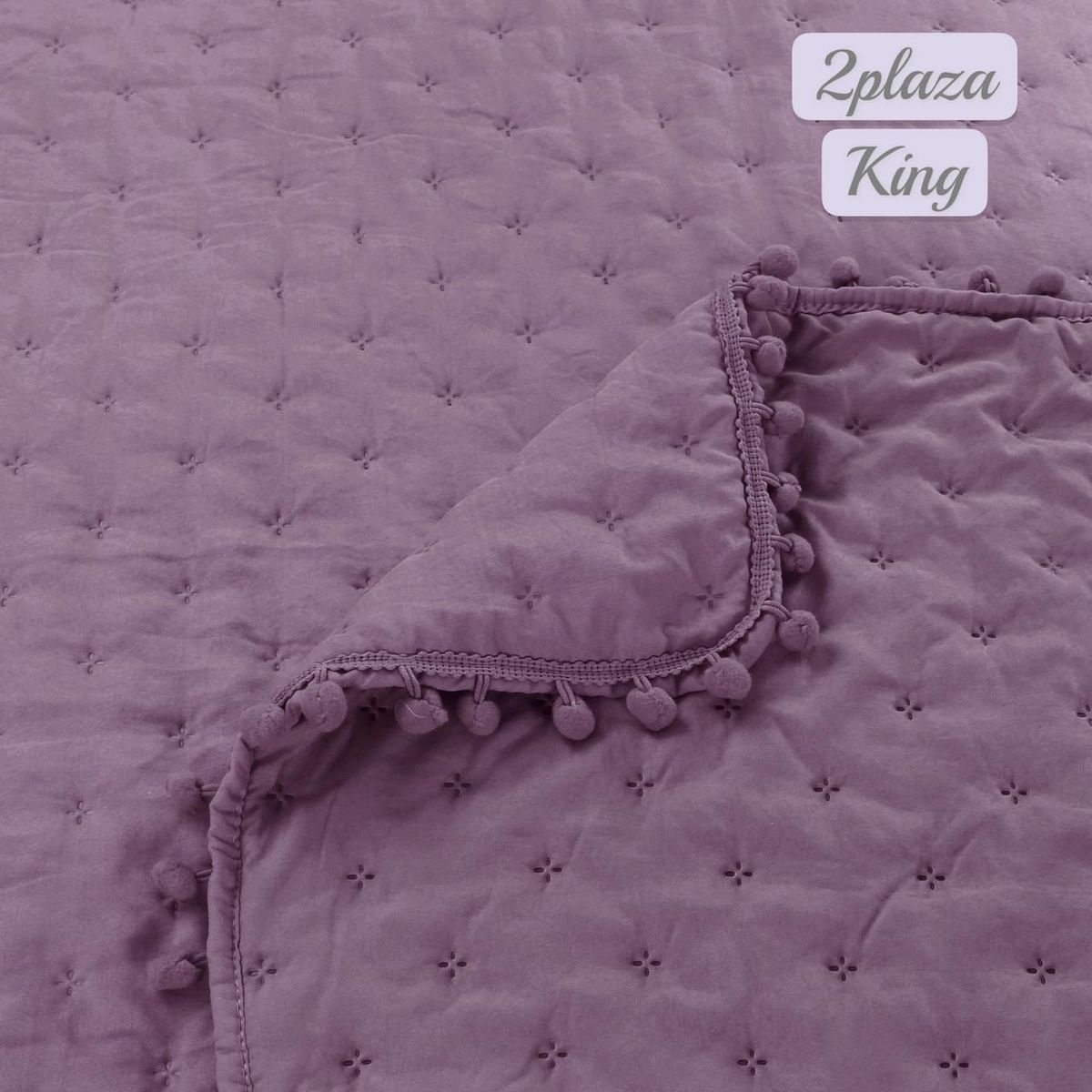 ANGELES DEL HOGAR - Cubrecama Quilt de Algodón con Pompón king