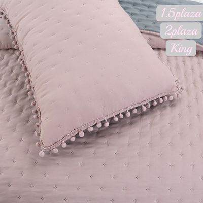 Imagen 2 del producto Cubrecama Quilt de Algodón con Pompón Plaza y Media