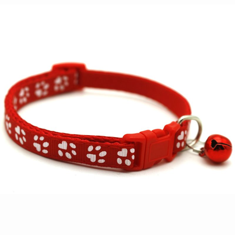 GENERICO - Collar Huellita con Cascabel para Gatos Rojo