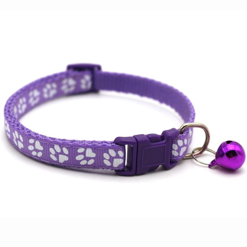 GENERICO - Collar Huellita con Cascabel para Gatos Morado