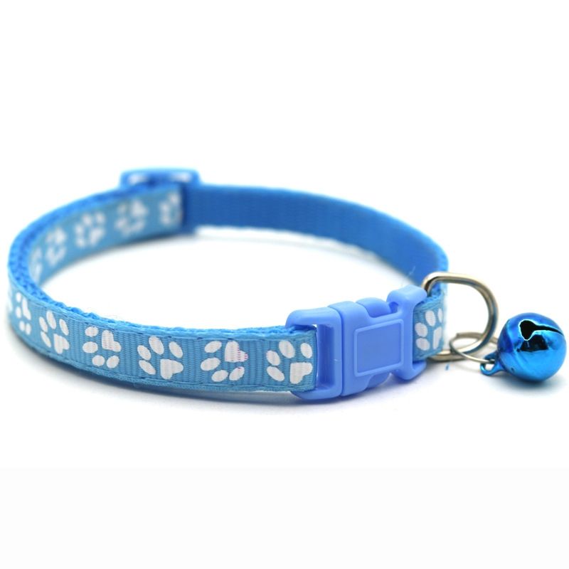 GENERICO - Collar Huellita con Cascabel para Gatos Azul Celeste