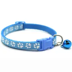 GENERICO - Collar Huellita con Cascabel para Gatos Azul Celeste