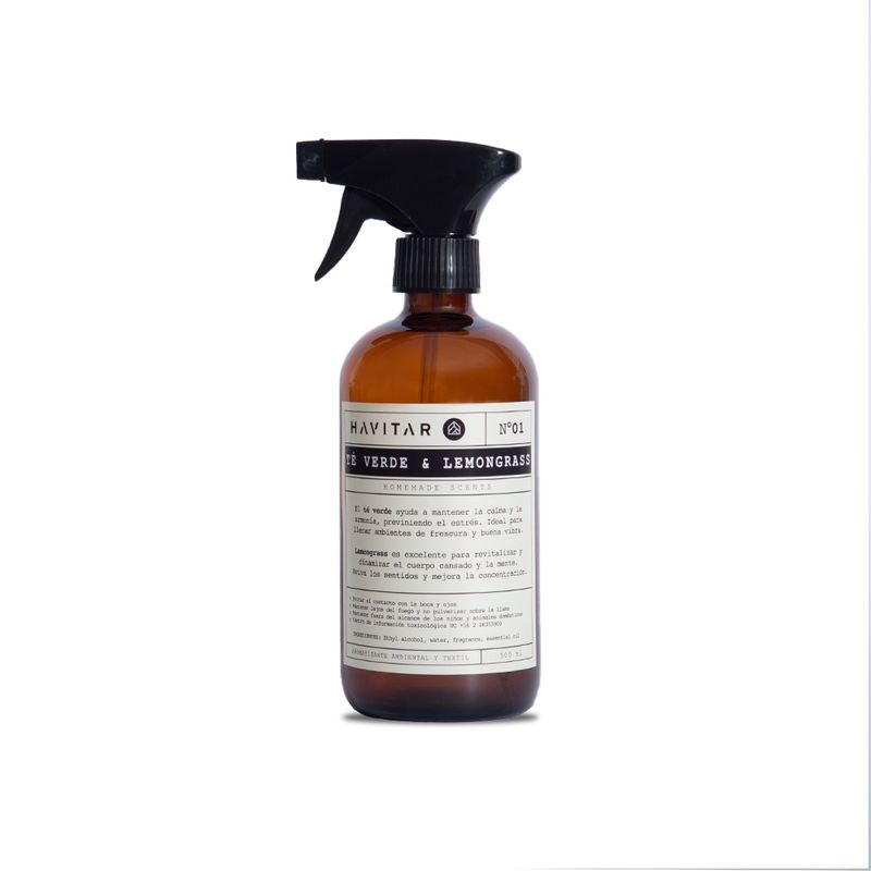 HAVITAR - Aromatizador  Ambiental y Textil vidrio 500 ML Te Verde & Lemongras