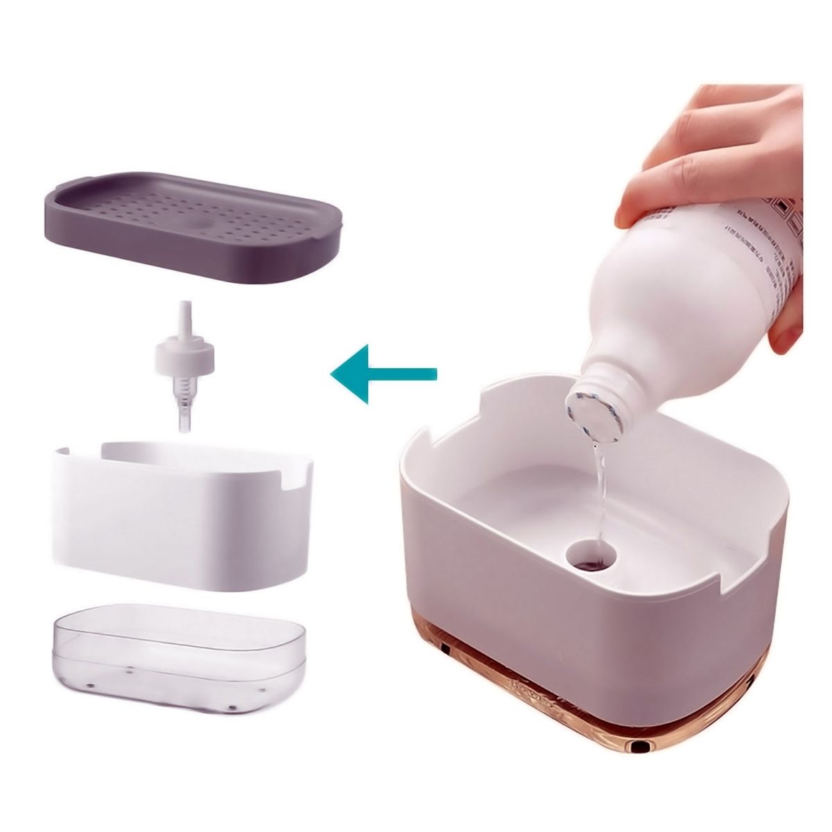 GENERICO - Dispensador Lavaloza Jabon Liquido Porta Esponja