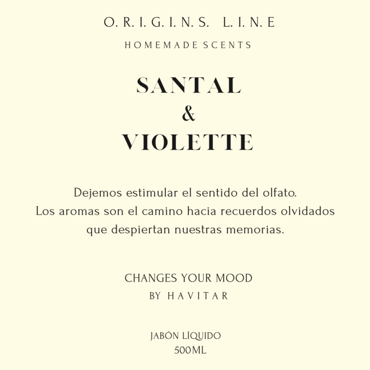 HAVITAR - Jabón Líquido Vidrio 500 ML Santal & Violette