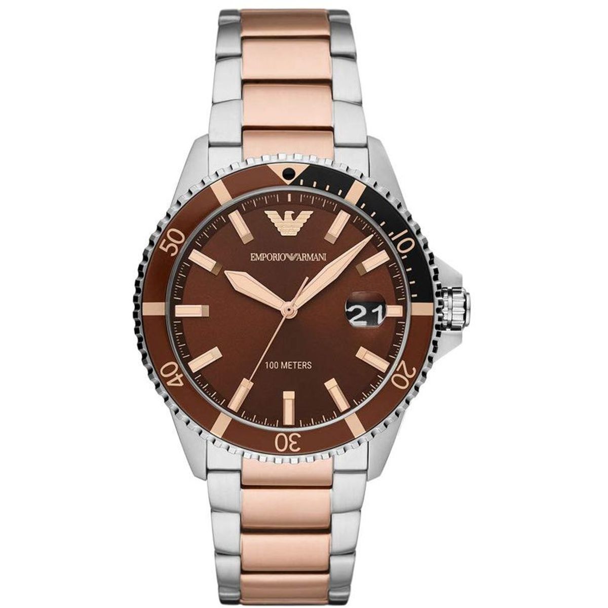 EMPORIO ARMANI - Reloj Emporio Armani Diver AR11340 Plateado y Oro rosado