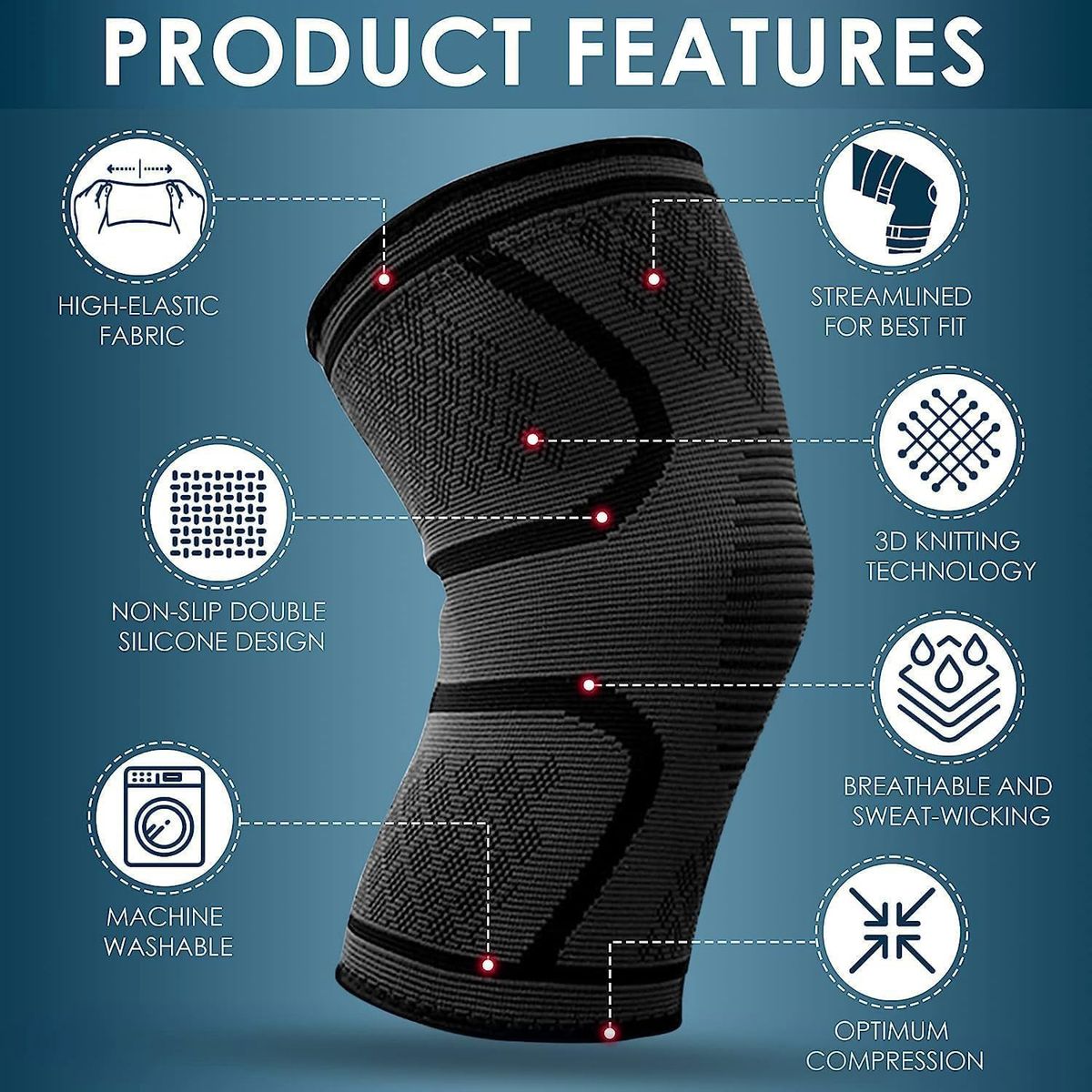 EVERSO - Rodilleras Artritis Para Dolor De Rodilla Unisex Un Par Negro XL