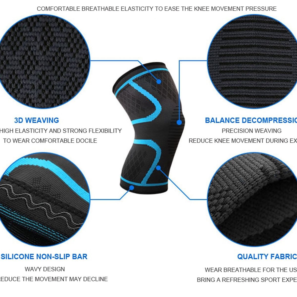 EVERSO - Rodillera Deportiva Ortopédica Soporte Cobre Artritis Un Par  Azul L