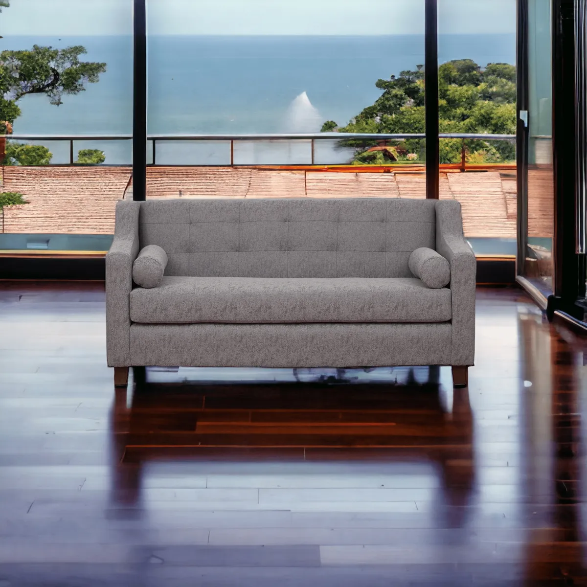 MUEBLES AMERICA - Sofá Eliff 3 Cuerpos Lino Gris