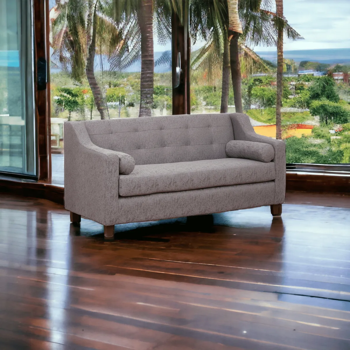 MUEBLES AMERICA - Sofá Eliff 3 Cuerpos Lino Gris