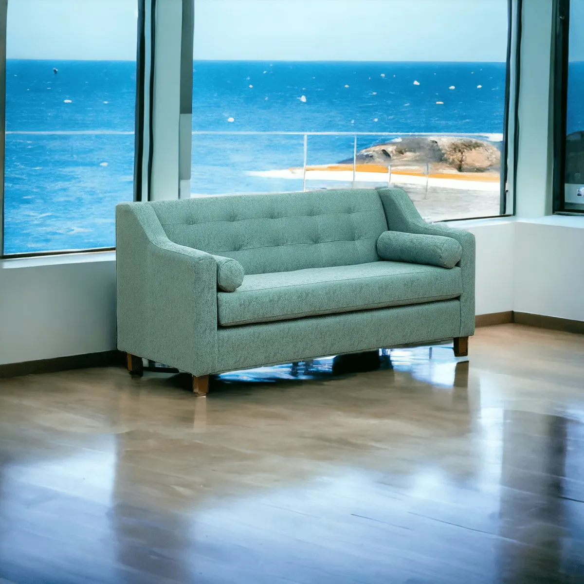 MUEBLES AMERICA - Sofá Eliff 3 Cuerpos Lino Verde Agua