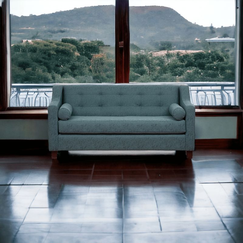 MUEBLES AMERICA - Sofá Eliff 3 Cuerpos Lino Azul Petróleo