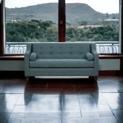 MUEBLES AMERICA - Sofá Eliff 3 Cuerpos Lino Azul Petróleo