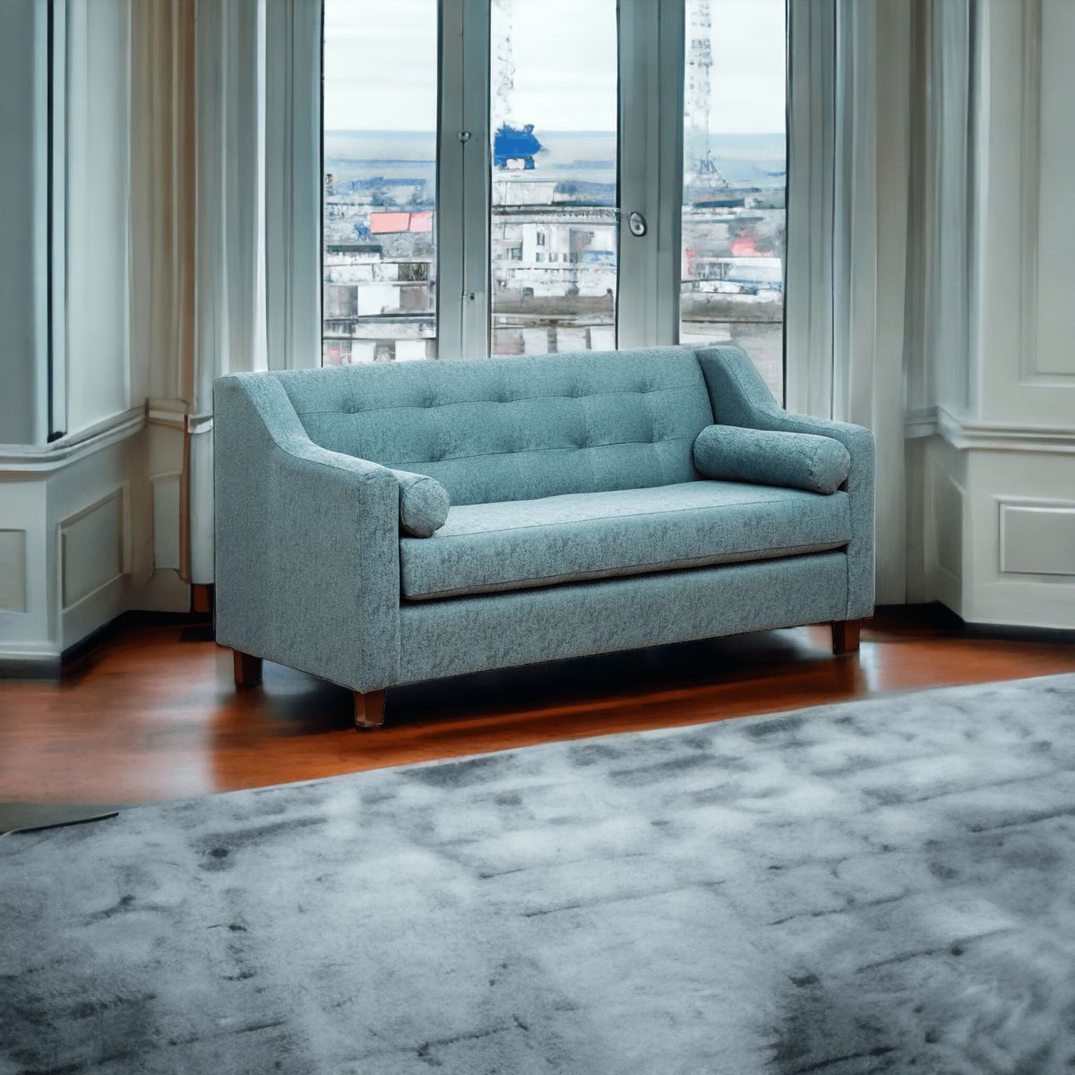 MUEBLES AMERICA - Sofá Eliff 3 Cuerpos Lino Azul Claro