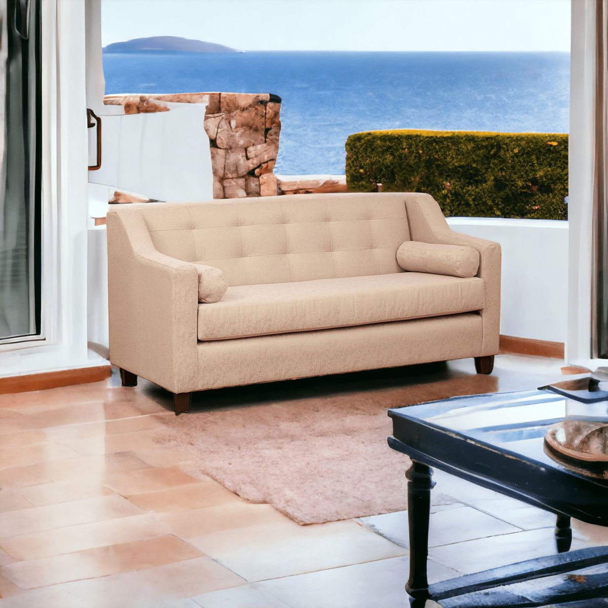 MUEBLES AMERICA - Sofá Eliff 3 Cuerpos Lino Beige