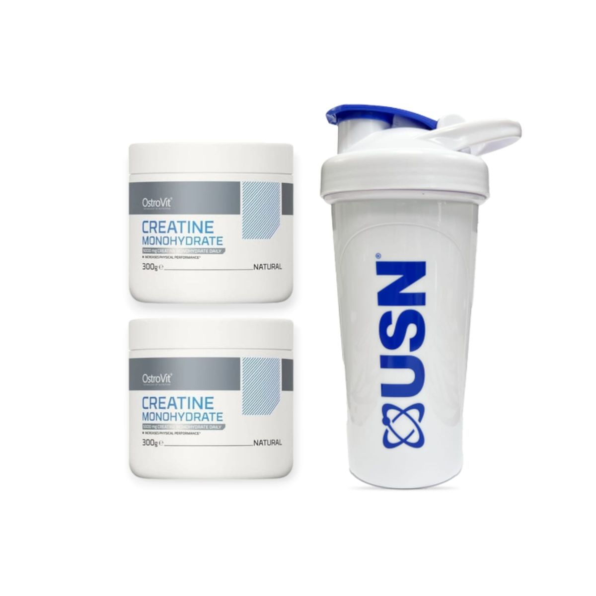 OSTROVIT - PACKS 2 CREATINAS MONOHIDRATADAS OSTROVIT 600GR TOTAL MAS SHAKER