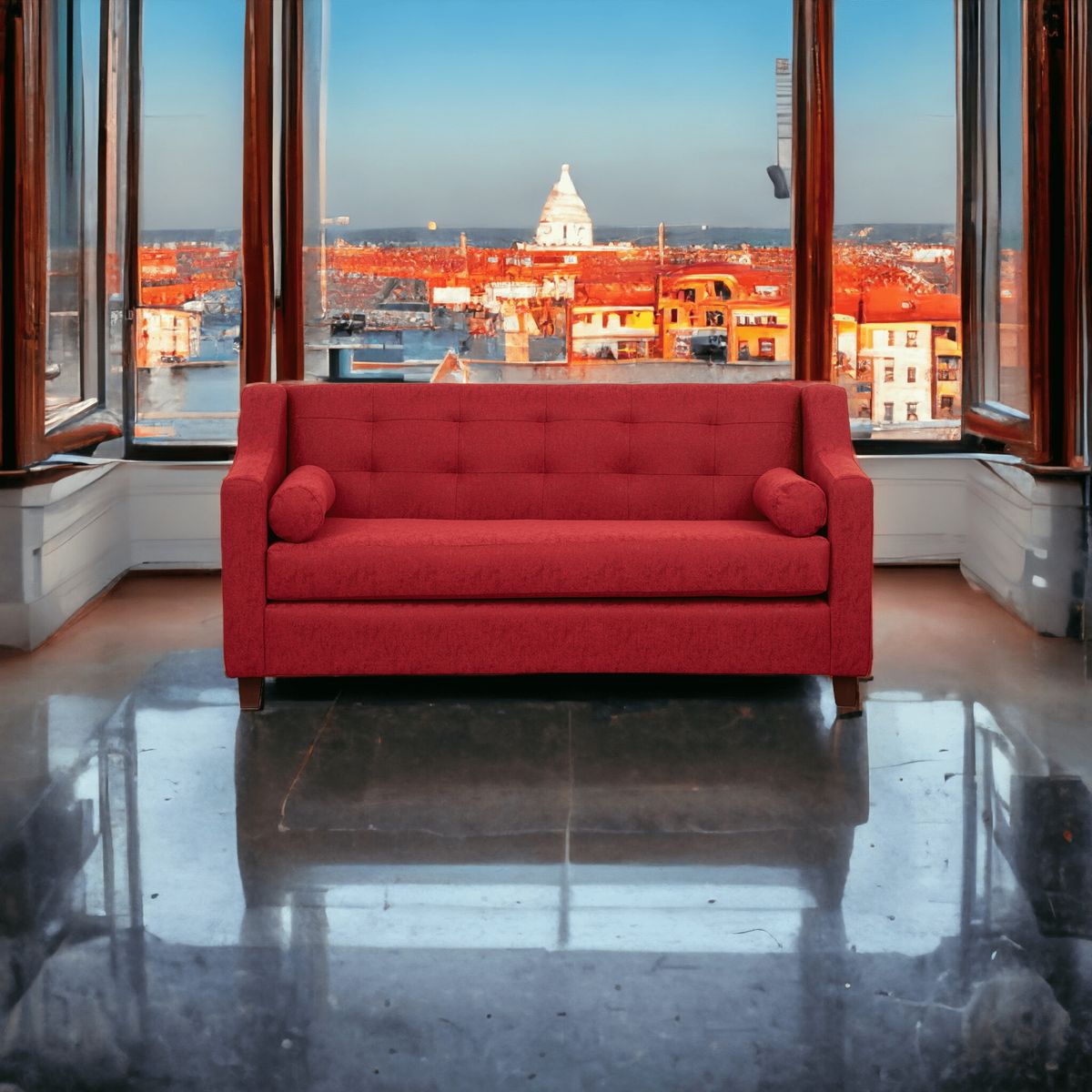 MUEBLES AMERICA - Sofá Eliff 3 Cuerpos Lino Burdeo