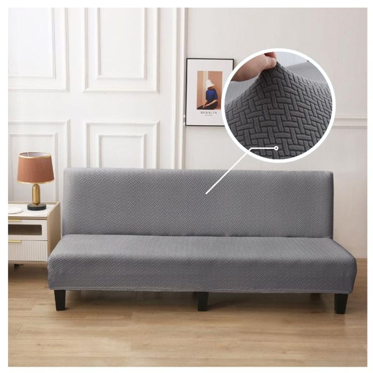 GENERICO - Funda Futones  Elástica Texturizada 2 Cuerpos Gris