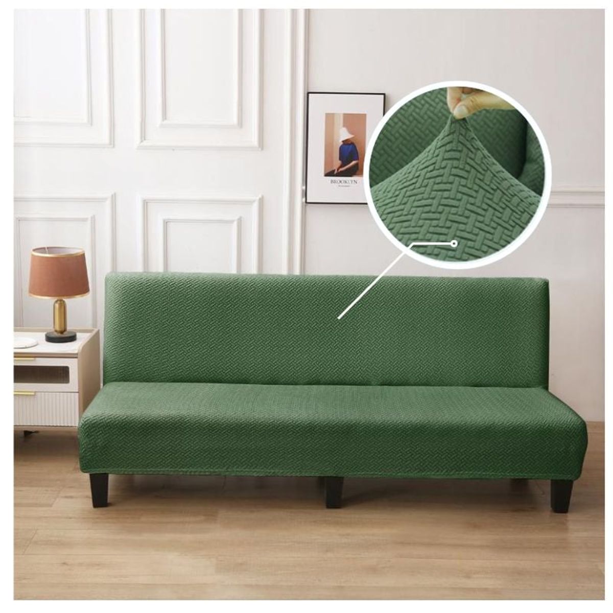 GENERICO - Funda Futones  Elástica Texturizada 2 Cuerpos Verde Olivo