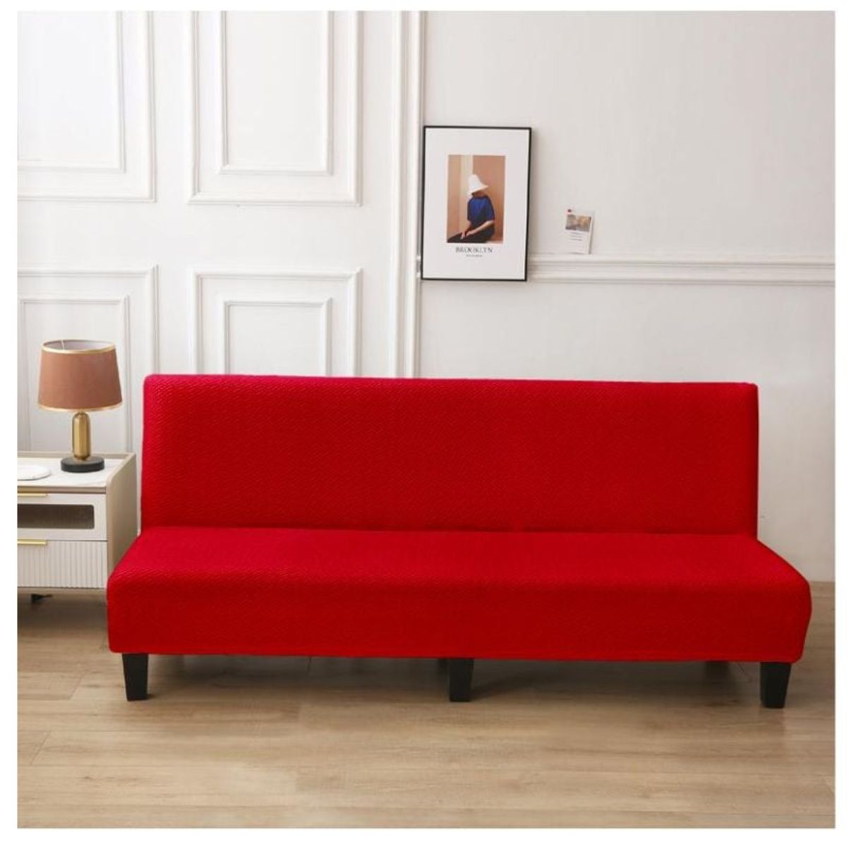 GENERICO - Funda Futones  Elástica Texturizada 2 Cuerpos Color Rojo